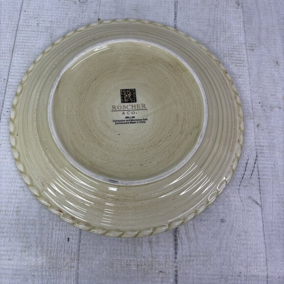 Roscher & Co BELLINI CREAM Embossed Rope Ring Earthenware Salad Plates Set 4 - Picture 9 of 16